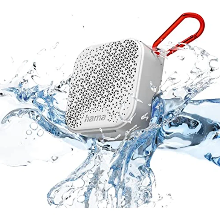 Hama Bluetooth-Lautsprecher Pocket 3.0 Box für Handy (kompakter Mini-Lautsprecher mit Bluetooth, AUX u. praktischem Karabiner klein, mobile Musikbox Bluetooth wasserdicht IP67, 14h Akku, 3,5W) weiß – Bild 4