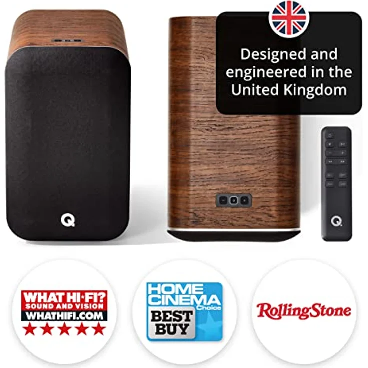 Q Acoustics M20 HD Lautsprecher, kabelloses Musiksystem, Bücherregal-Lautsprecher im Paar, Walnuss – Bild 2