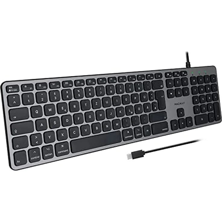 Macally UCZKEYSG-DE, USB-C Tastatur mit Ziffernblock und 16 Funktionstasten, DE QWERTZ Layout, Grau – Bild 5