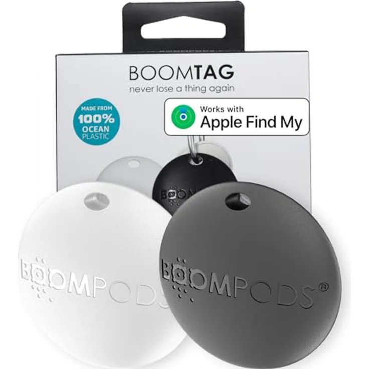 Boompods Boomtag Bluetooth Key Finder 2er Pack - Nachhaltiger Schlüsselfinder für Apple Wo ist? App, wasserdicht, elegant in 6 Farben – Bild 1