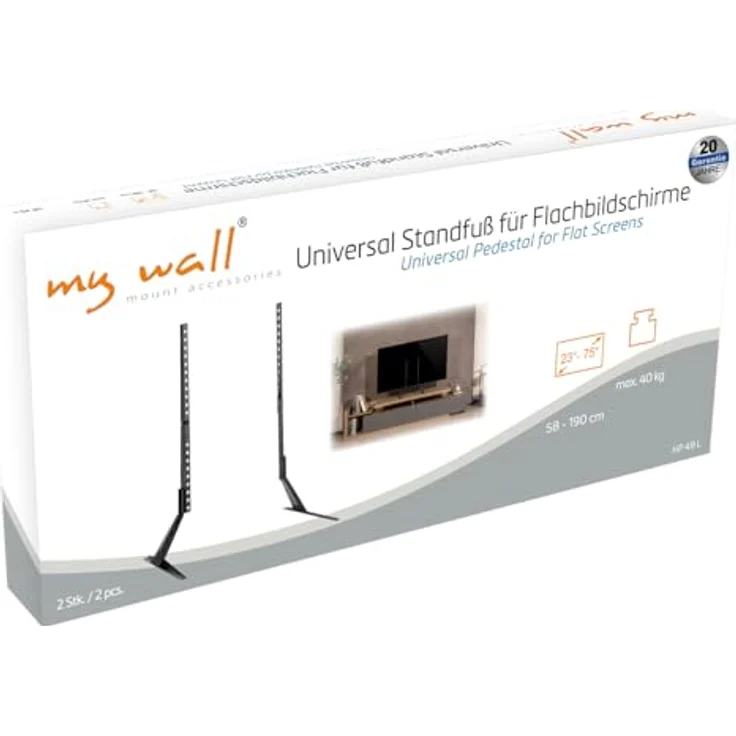 my wall Universal Standfuß für Flachbildschirme TV-Standfuß, höhenverstellbar, schlankes Design, VESA-Schienen, HP 49L, schwarz – Bild 10