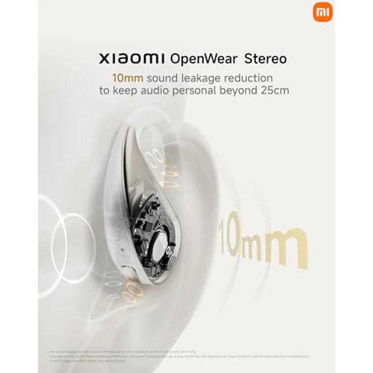 Xiaomi OpenWear Stereo - Leichter Bluetooth Open Ear Kopfhörer für den ganzen Tag mit 7.5 + 38.5 Stunden Akkulaufzeit, Hi-Res Audio, Dynamischer Treiber, KI-Rauschunterdrückung, Sandstone Beige – Bild 3
