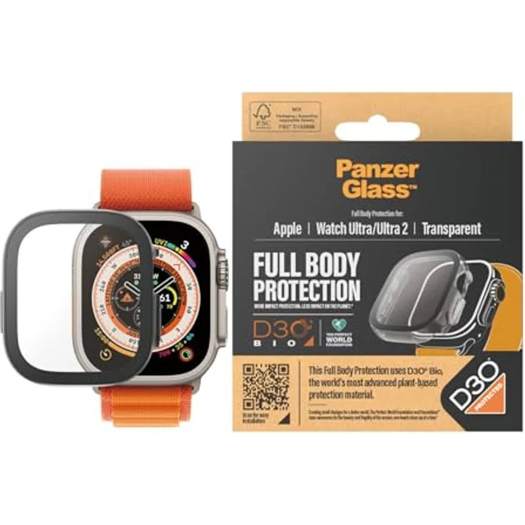 Panzer Glass Full Body Apple Watch Ultra/Ultra 2 49mm D3O, Displayschutz für Apple Watch mit D3O Technologie, transparent – Bild 2