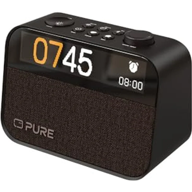Pure Moment Radiowecker für Schlafzimmer & Büro (DAB+/FM Digital Radio, Bluetooth, White Noise Geräusche Einschlafhilfe, Wake Up Light Lichtwecker, Nachtlicht, Alarm, dimmbares Display) Schwarz – Bild 1