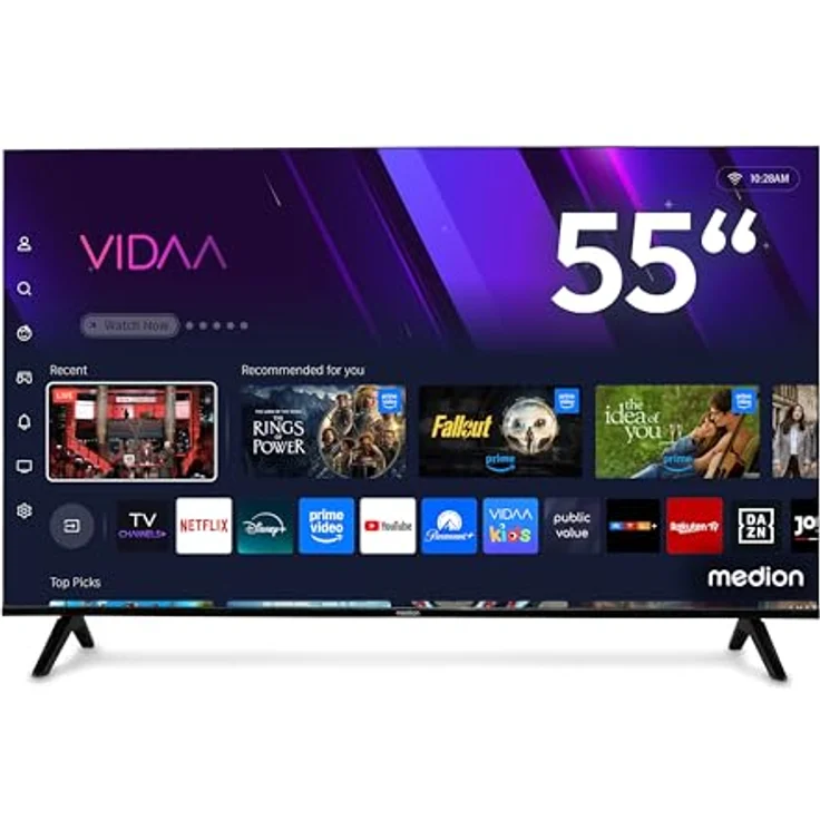 MEDION MD 855601, 138,8 cm (55 Zoll) QLED Smart-TV mit Dolby Vision HDR, Ultra HD 4K, Bluetooth und Streaming-Apps (Prime Video, Disney+, DAZN, Paramount+) – Bild 1