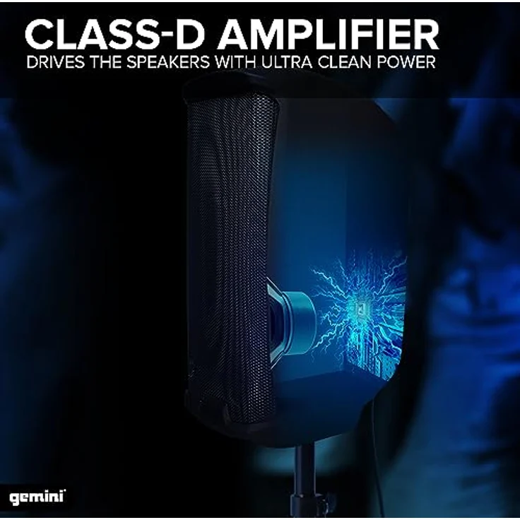 Gemini AS2108P, Akustik-Lautsprecher Full Range 500W mit 8" Woofer, Schwarz, verkabelt, kompakt und robust – Bild 4
