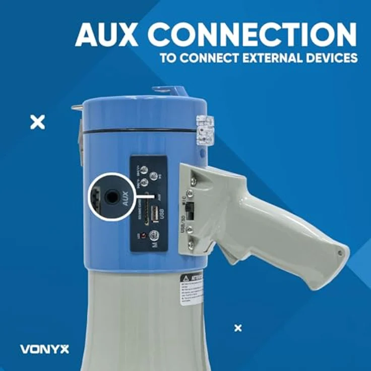 Vonyx MEG065 Megaphon 65W USB SD Akku Aufnahme Sirene Mikrofon – Bild 8