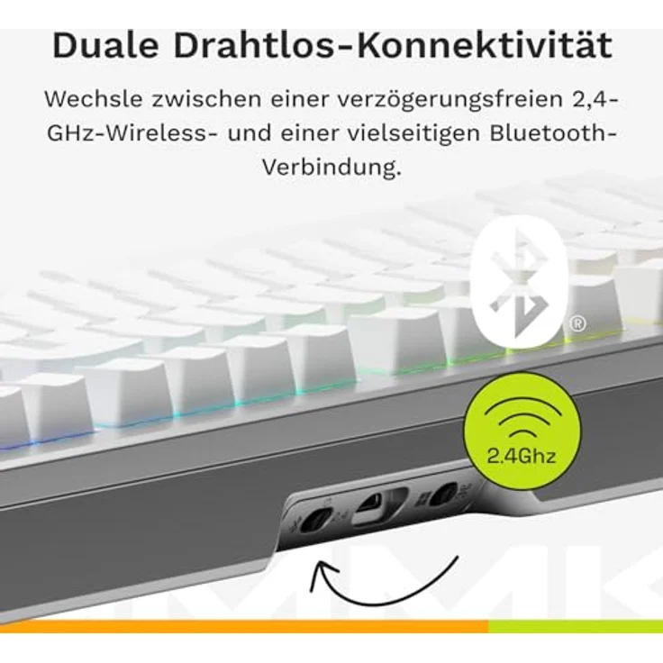 Glorious GMMK 3 Pro Wireless, 75 % Custom Gaming-Tastatur mit Fox Switches, silber, ANSI (US), RGB-Beleuchtung, CNC-gefrästes Aluminiumgehäuse – Bild 6