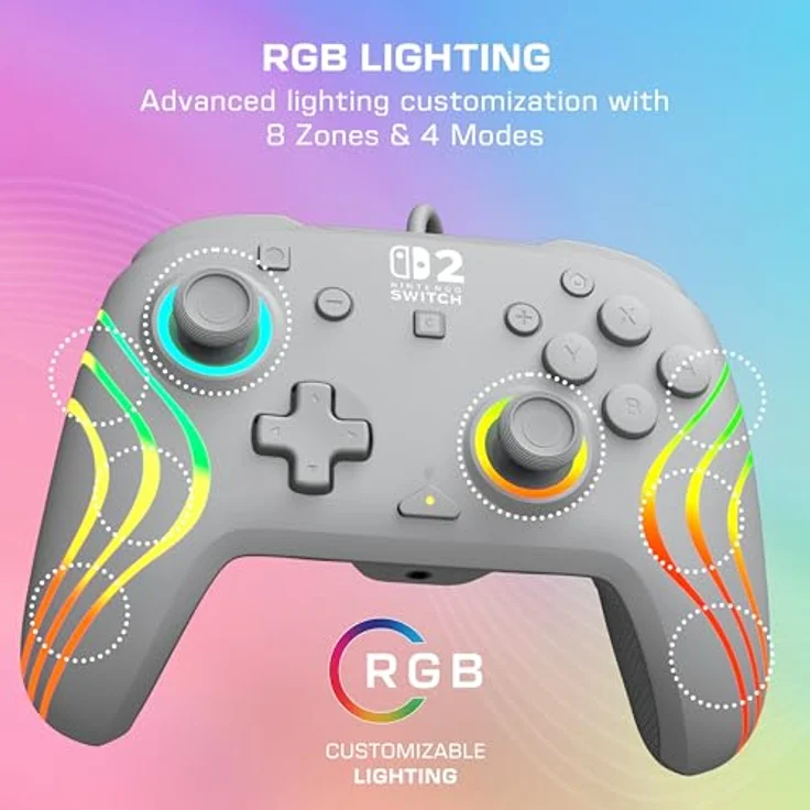Turtle Beach Afterglow Wave Grau Kabelgebundener RGB-Gaming-Controller für Nintendo Switch 2, mit anpassbaren RGB-Zonen, 3,5-mm-Headset-Anschluss und programmierbaren Tasten – Bild 4
