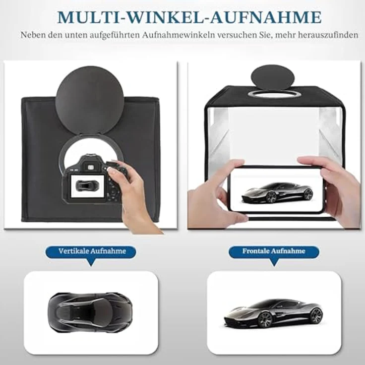 PULUZ Licht Box 40x40cm, Photo Studio Set mit 160 dimmbaren LED, 3 Farbtemperaturen 3200-6500K & 12 Farbhintergründen für Produktefotografie – Bild 2