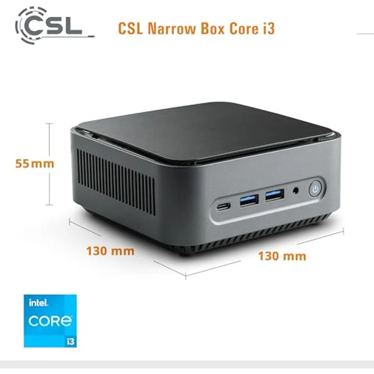 CSL Narrow Box Core i3 Mini-PC, Intel® Core i3, 16 GB RAM, 500 GB SSD, schwarz, vorinstalliert mit Windows 11 – Bild 2