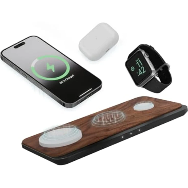 Woodcessories - Magnetisches Ladegerät aus Holz dunkel kompatibel mit MagSafe | Wireless Charger aus Holz kompatibel mit Allen Qi-fähigen Endgeräten – Bild 1