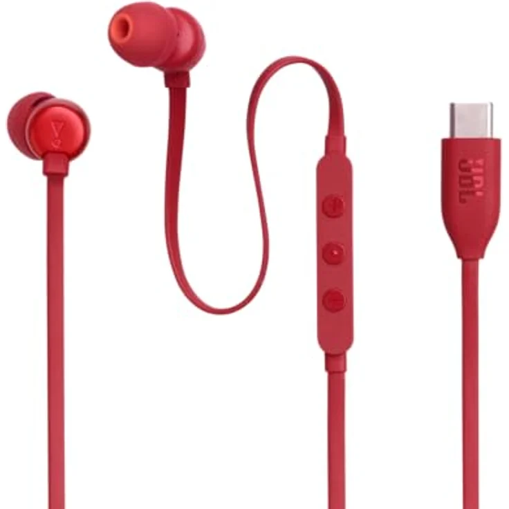 JBL Tune 310 C Kopfhörer – Kabelgebundene In-Ear-Kopfhörer Pure Bass Sound, Mikrofon und USB-C-Anschluss – Rot – Bild 3