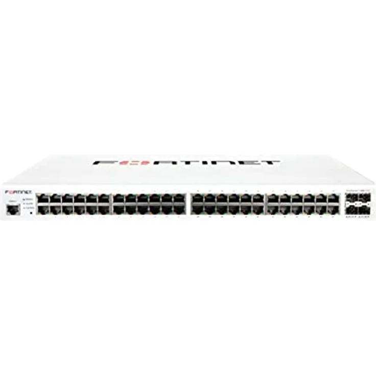 Fortinet FortiSwitch FS-148E-POE Ethernet-Switch (48 Ports, verwaltbar, 2-Layer-Unterstützung, modular, 4 SFP-Steckplätze, optische Faser, Twisted Pair, 1U hoch, Rack-montierbar)
