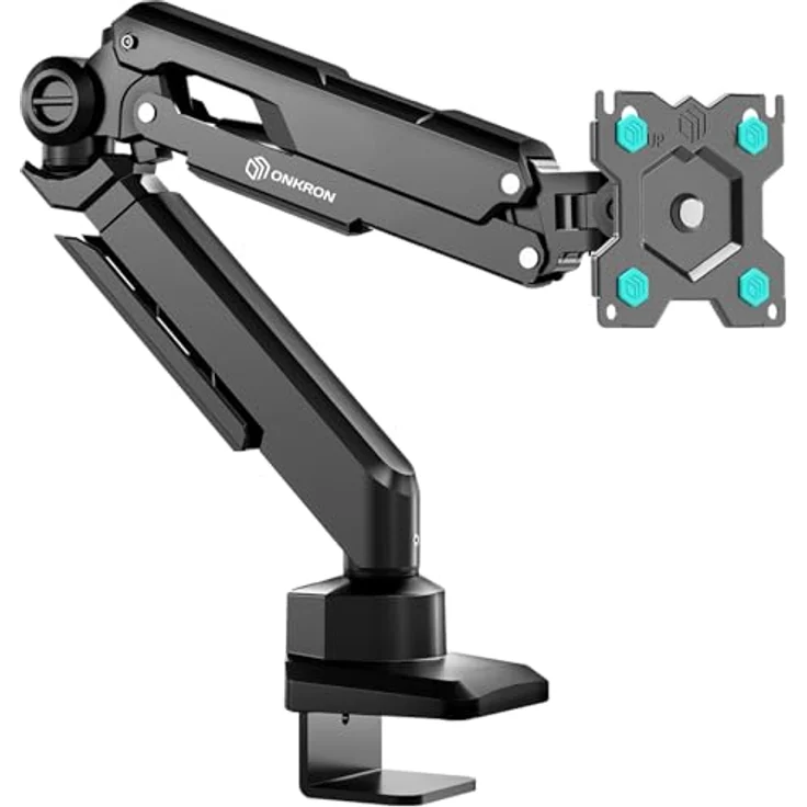 ONKRON Monitor Halterung Bildschirmhalterung 1 monitor schwenkbar für 13-34 Zoll Bildschirme bis zu 10kg max VESA 100x100 Tischhalterung Schwarz – Bild 1