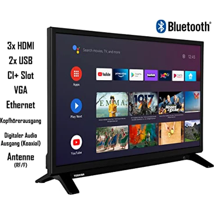 Toshiba 24WA2063DAZ 24 Zoll Fernseher/Android Smart TV (HD Ready, HDR, Google Play Store, Google Assistant, Triple-Tuner, Bluetooth) [2023] – Bild 2