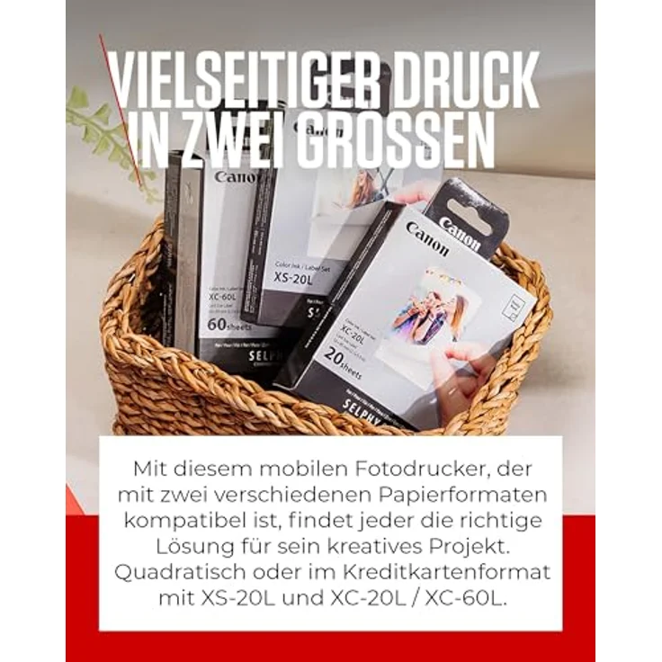 Canon SELPHY QX20 mobiler Fotodrucker – Thermosublimationsdruck, WLAN, 2 Stickerpapiergrößen, USB-C - Terrakotta – Bild 5