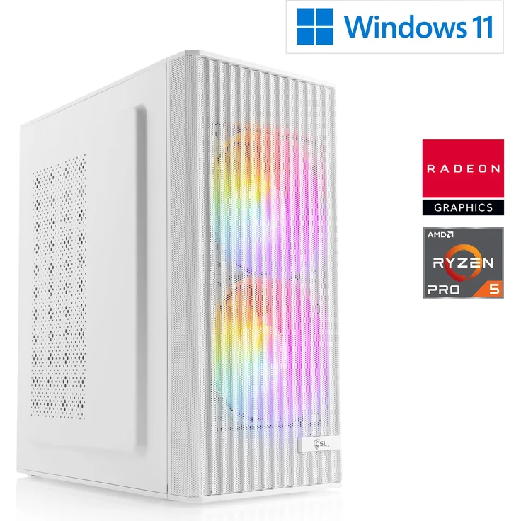CSL-Computer Gaming PC M12970H, AMD Ryzen 5 Pro 5655G, 32 Go DDR4 RAM, 2000 GB M.2 SSD, Windows 11 Home