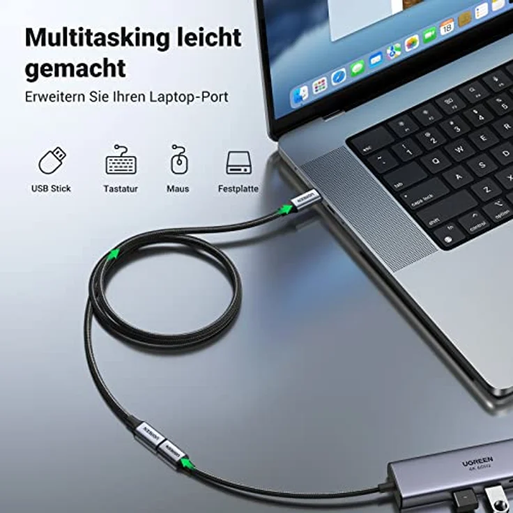 UGREEN USB C Verlängerung USB Typ C 3.1 Gen 2 USB-C Verlängerungskabel 100W/4K 60Hz kompatibel mit iPhone 15 Pro Max, M2 MacBook Pro/Air XPS 15 Galaxy S23 S22 Steam Deck Switch Konsolen usw. (1m) – Bild 5