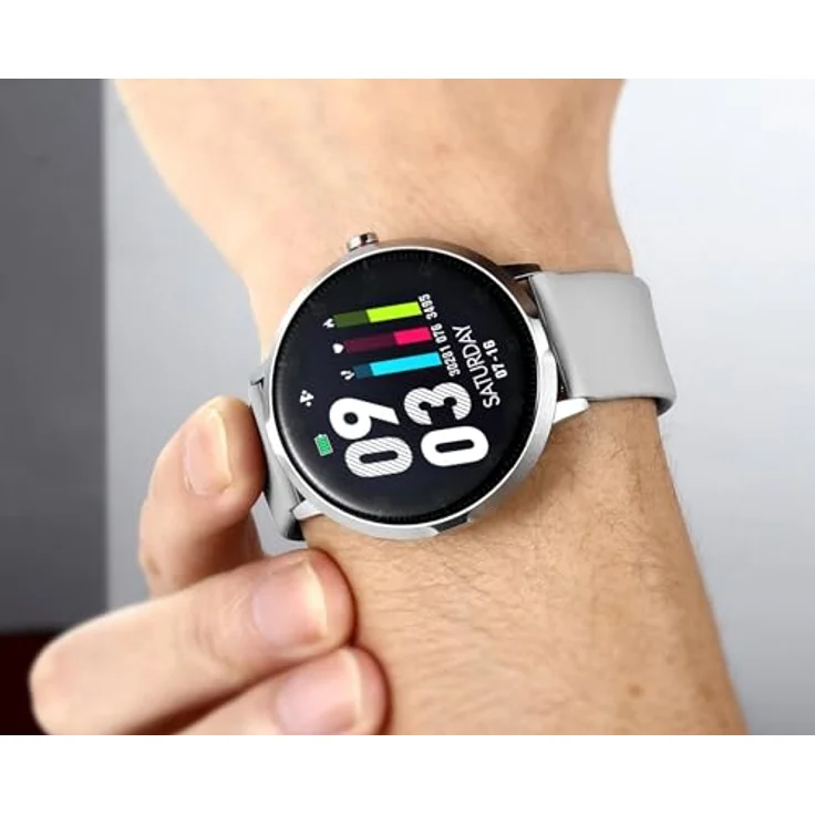 Emporia Watch Basic Smartwatch, Uhr mit Schlafüberwachung, Herzfrequenzmessung, Blutsauerstoffmessung & Blutdruckmessung, Inkl. Schrittzähler, Wettervorhersage Funktion, Für Damen & Herren, Silber – Bild 4