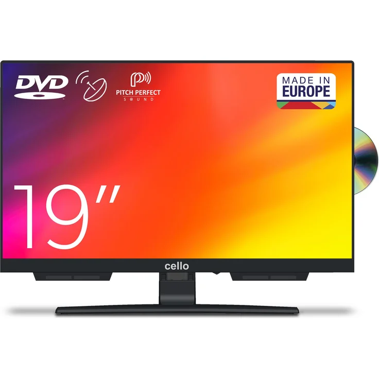 Cello C1924F, 19" LED-TV ohne Smart-TV, mit integriertem DVD-Player, Triple Tuner (DVB-C/-S2/-T2), Perfect-Pitch-Sound, USB & HDMI