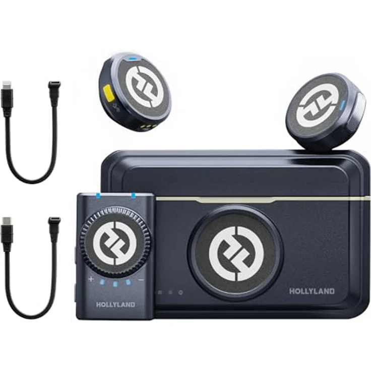 Hollyland Lark M2, Kabelloses Lavalier Mikrofon mit 48 kHz/24-Bit, 300 m Reichweite, Rauschunterdrückung, 40 h Akkulaufzeit, 2TX + Kamera-RX + Ladecase – Bild 1