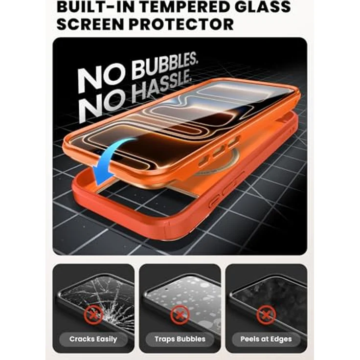 i-Blason Ares Flip Hülle für iPhone 17 Pro Max, orange, Stoßfest bis 6m, 360° Schutz, MagSafe-kompatibel – Bild 4