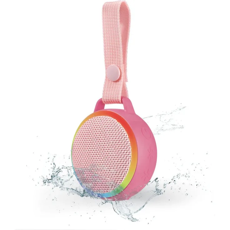 Silvercrest Sound Spot, Bluetooth Lautsprecher wasserdicht mit Licht, pink, 16 Stunden Akkulaufzeit, True Wireless Stereo, kompakt und leicht