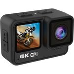KKmoon 4K 60FPS Action-Kamera, 24MP WiFi-Sportkamera mit 170° Weitwinkelobjektiv, Dual-Screen Touch-Steuerung, 21m wasserdicht, Anti-Shake, inklusive Montagezubehör fürs Tauchen, Surfen, Skifahren und Radfahren