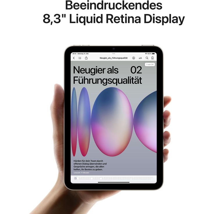 Apple iPad mini 7 (2024), Tablet, WiFi, 512 GB, 8,3 Zoll, 2.266 x 1.488 Pixel, iPadOS 18, 12 MP, Apple A17 Pro, Space Grau – Bild 4
