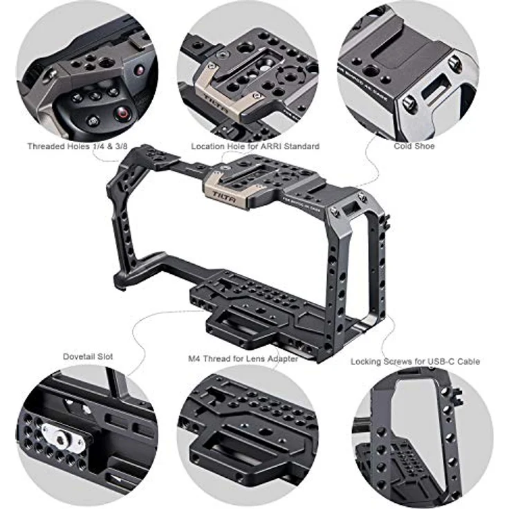 Tilta Halber Kamerakäfig Kompatibel mit BMPCC 4K/6K Film Kit zum Filmemachen, mit Cold Shoe TA-T01-FCC-G – Bild 5