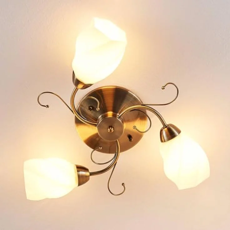 Lindby Deckenlampe 'Amedea' (Retro, Vintage, Antik) in Bronze aus Glas (3 flammig, E14) - Deckenleuchte, Lampe, Wohnzimmerleuchte – Bild 4