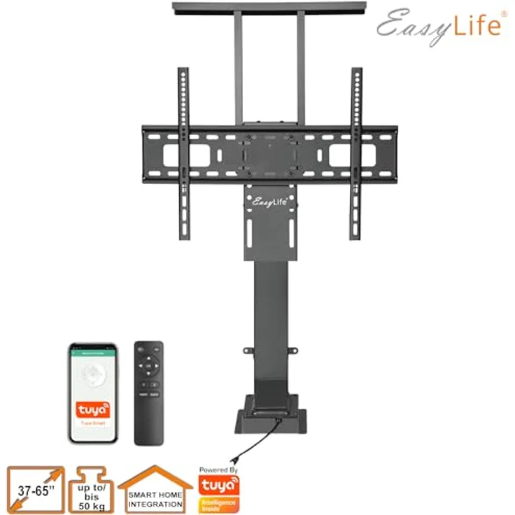 EasyLife EL-LM-SH65, motorisierter TV Lift/Bodenständer mit Fernbedienung für 37-65 Zoll, VESA bis 600x400, schwarz, WiFi-fähig, 2 Speicherpositionen – Bild 7