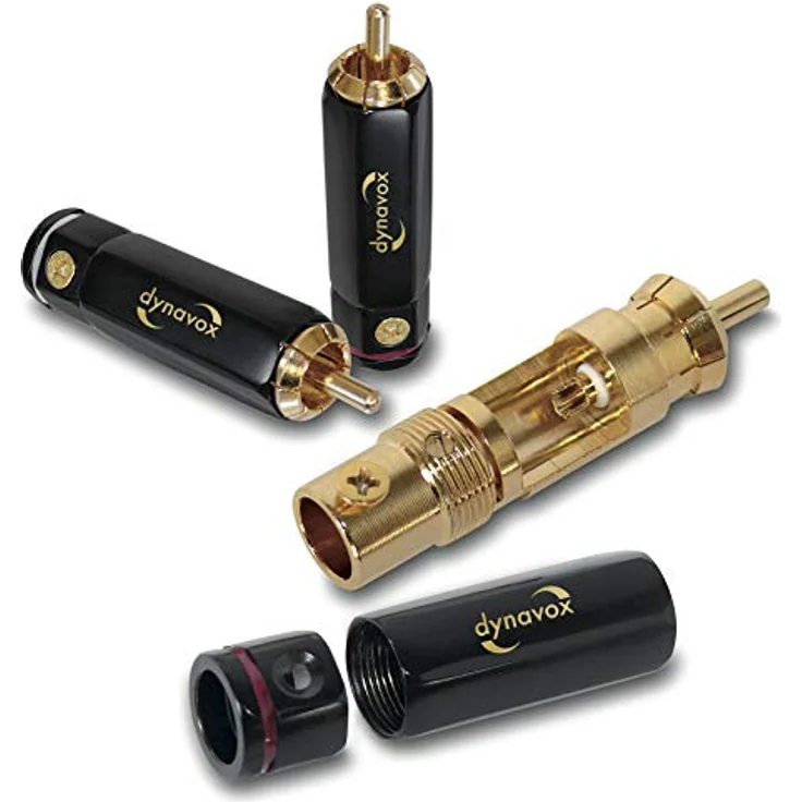 Dynavox High-End Cinch-Stecker 4er-Set, schwarz mit spezieller Hülsenkonstruktion und doppelter Schraub-Zugentlastung – Bild 4