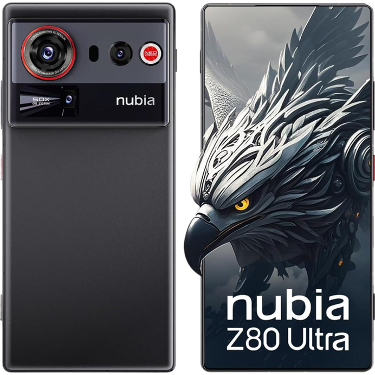 nubia Z80 Ultra 5G, unblockiertes Android-Smartphone, Snapdragon 8 Elite (Gen 5), 50MP KI-Triple-Kamera, 80W kabelloses Aufladen, 6,8‑Zoll 144Hz AMOLED‑Fullscreen, Gaming‑Smartphone (schwarz, 16+512G)