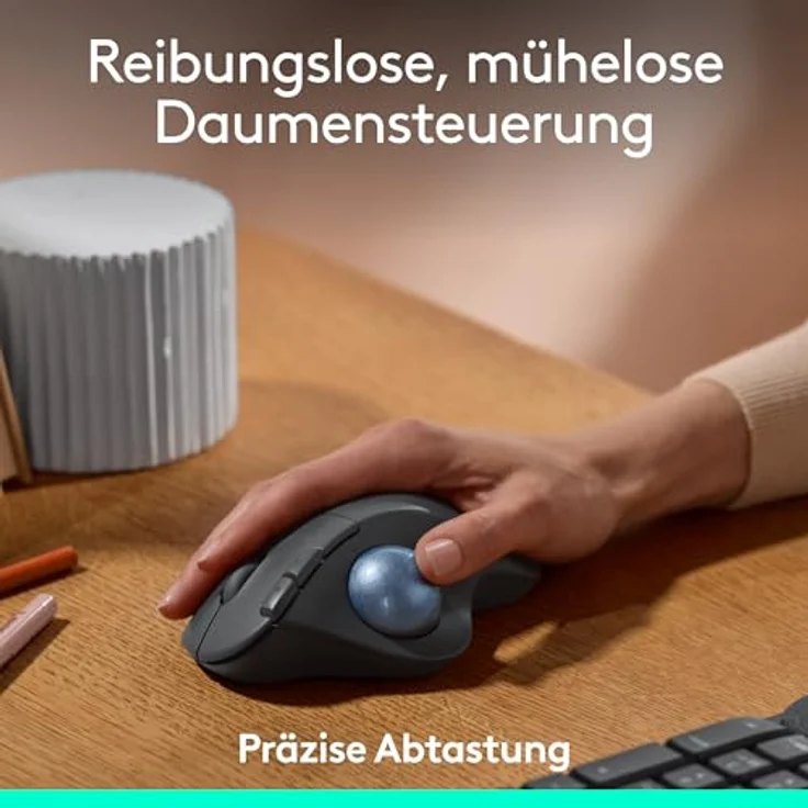 Logitech ERGO M575S kabellose Trackball-Maus, ergonomische Maus mit Bluetooth, Daumensteuerung, Graphit – Bild 2