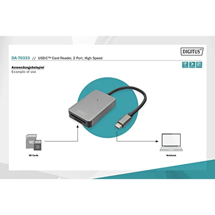DIGITUS USB-C Kartenleser, 2 Anschlüsse UHS-II SD4.0, TF4.0, 300Mb/s – Bild 4