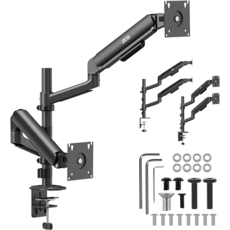 Ergo Office ER-692 Dual-Monitorhalterung für 2 Monitore (17–32 Zoll) mit Gasfedern, bis 10 kg pro Arm, VESA 75x75/100x100 – Bild 1