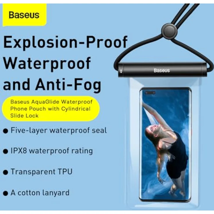 Baseus AquaGlide, IPX8 wasserdichte Handytasche mit Hals- und Handgelenkstreifen für iPhone 15, 14, 13, 12 Pro Max, Samsung Galaxy S24 Ultra und Smartphones bis 18,3 cm (7,2 Zoll) – Bild 3