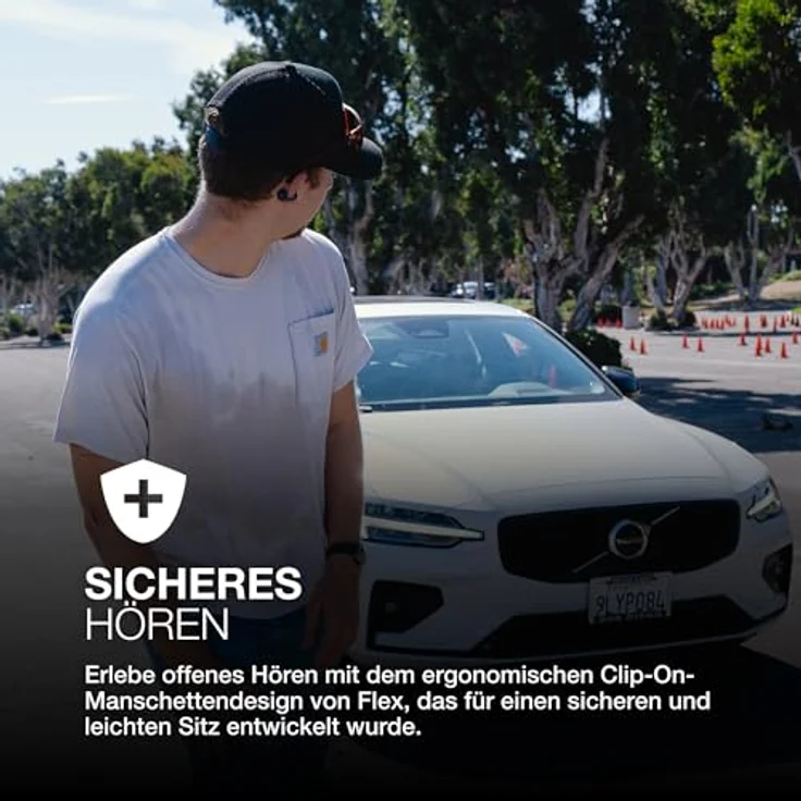 JLab Flex Open Ear Kopfhörer - Open Ear Earbuds, 21 Stunden Akkulaufzeit, Bluetooth Multipoint, MEMS-Mikrofon - Schwarz – Bild 3