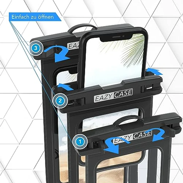 EAZY CASE Unterwasserhülle, wasserdicht Schwarz für Smartphones bis 6,7 Zoll, IPX8 zertifiziert mit Umhängeband – Bild 4
