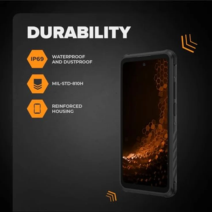 Hammer H Iron 6 5G, Robustsmartphone mit 8 GB RAM, 256 GB Speicher, 64 MP Kamera, IP69, MIL-STD-810H, Schwarz – Bild 2