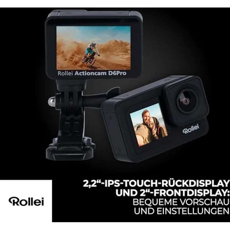 Rollei Actioncam D6Pro - 5K-Video, 2,2" IPS-Touchscreen, Wasserdichtes Gehäuse bis zu 30 m, 6-Achsen-Bildstabilisierung, Drahtloses Mikrofon inklusive – Bild 3