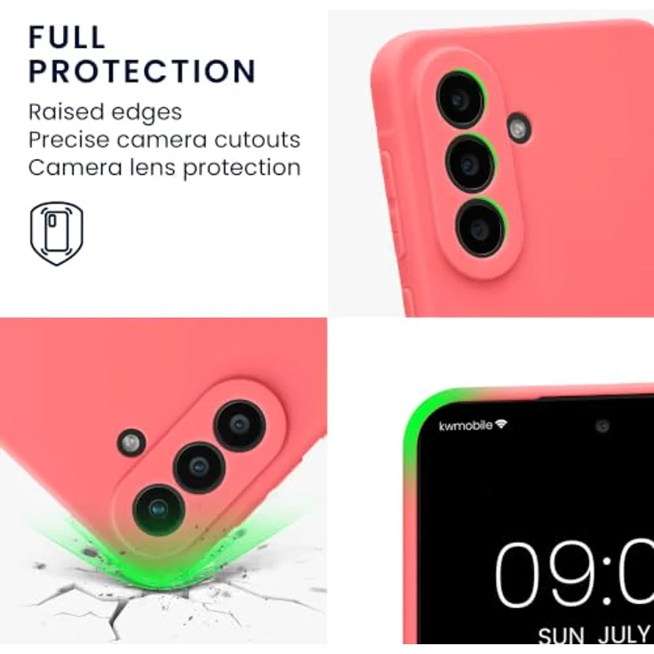 kwmobile Handyhülle für Samsung Galaxy A57 5G, weiches Silikon Case in Neon Koralle, flexibel, rutschfest und reißfest mit präzisen Kameraöffnungen – Bild 3
