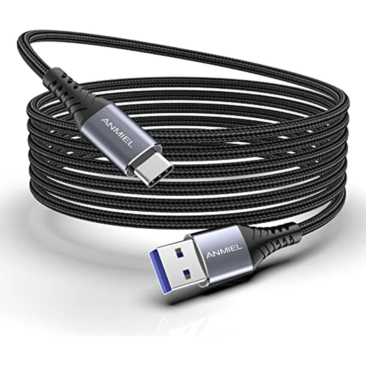 ANMIEL Typ-C-Kabel 3M, USB-C 3.0 auf USB-A, Nylon geflochten, 3,1 A Schnellladung, für iPad Pro, Galaxy S9/S10/S20, Nintendo Switch, Space Grey