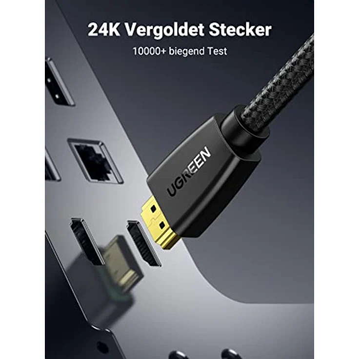 UGREEN HDMI Kabel 4K 60Hz UHD 2.0 HDMI ARC Kabel HDR 3D High Speed 18Gbps mit Ethernet vergoldet kompatibel mit TV Fernseher, Monitor, Blu-ray, PS5/PS4/PS3, Xbox Series S, Soundbar(2M – Bild 3