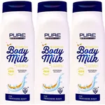 3x500ml Pure&Basic Reichhaltige Body Milk Hydro Depot Trockene Haut + Band
