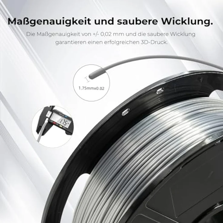 FLASHFORGE Silk PLA 3D-Druckerfilament 1,75 mm - 1 kg Hochpräzises Filament mit Hochglanz-Finish - Umweltfreundlich & Blisterfrei, Silber – Bild 5