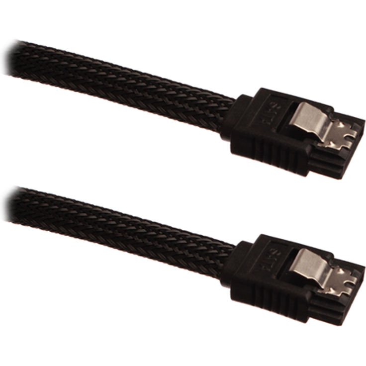 DUTZO Sleeved SATA-Kabel, 0.5 m mit Schnappverschluss, unterstützt SATA-I/II/III, schwarz