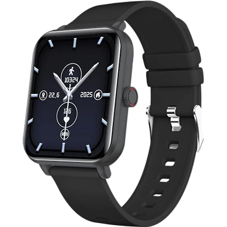 MP myPhone Watch Classic 2 Bluetooth Smartwatch, 260-mAh-Akku, 1,85-Zoll-Bildschirm, IP65-Robustheit, mehrere Sportmodi - Schwarz – Bild 1